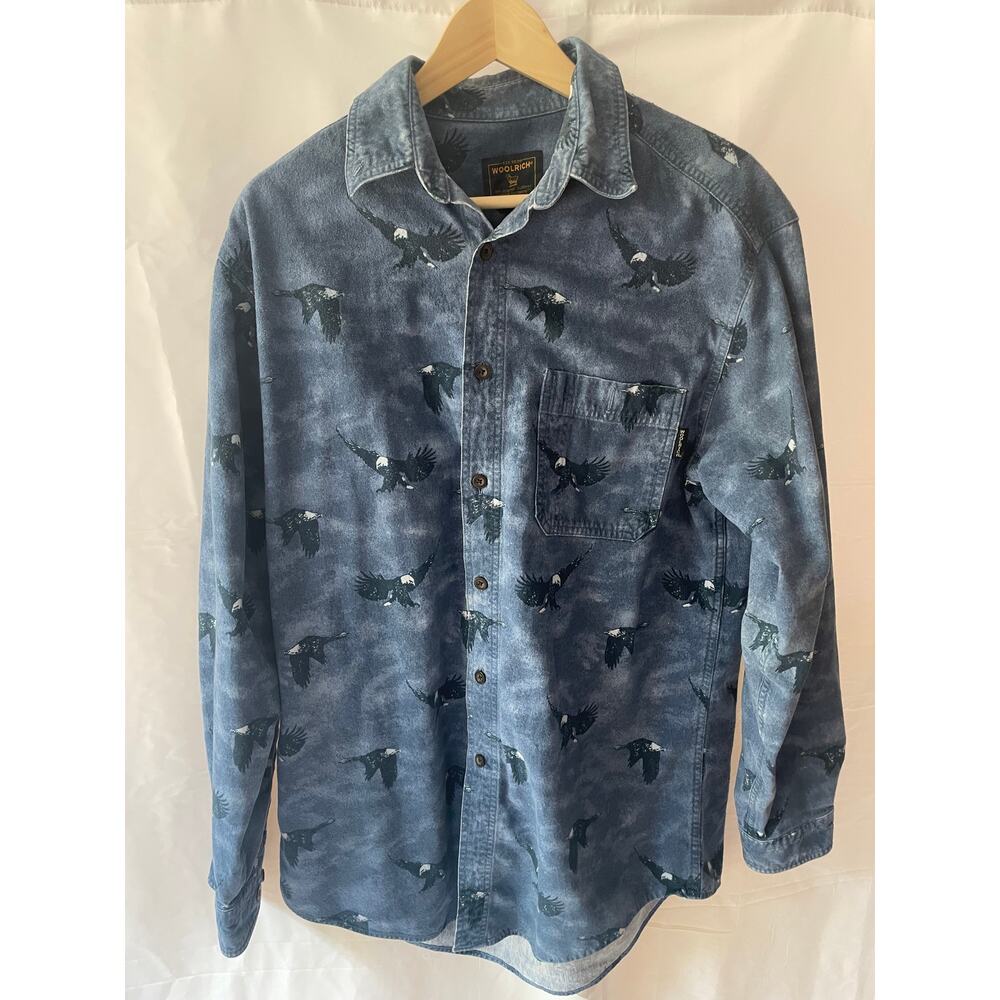 Vintage‎ Woolrich Brushed Cotton Eagle Print Button Up Size: L
